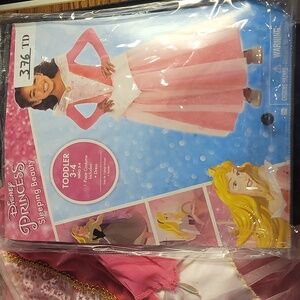 Disney Princess Pink and White Aurora Toddler Dress, Size 3-4